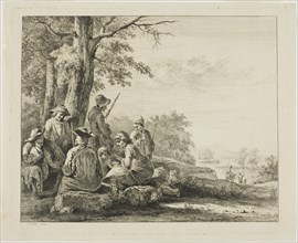 Family Scene in Landscape, 1803, Jean Jacques de Boissieu, French, 1736-1810, France, Etching on