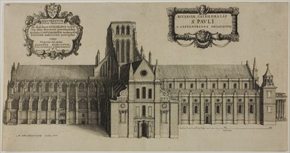 Old Saint Paul’s Cathedral from the North, 1656, Wenceslaus Hollar, Czech, 1607-1677, Bohemia,