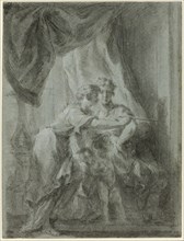Mars, Venus and Cupid, n.d., Unknown artist, French, 18th century, France, Black chalk, with