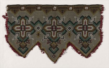 Panel, 1875/1900, United States, Cotton, plain weave, embroidered with wool in tent stitches,