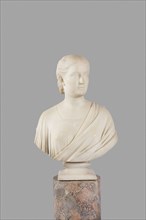 Mrs. Potter Palmer, 1871, Hiram Powers, American, 1805–1873, United States, Carrera marble, 69.5 ×