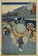 View of Nihonbashi Tori-itchome (Nihonbashi Tori-itchome ryakuzu), from the series  One Hundred