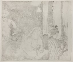 Women in Front of a Café, Evening, c. 1877, Edgar Degas, French, 1834-1917, France, Monotype