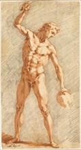 Standing Academy, c. 1587, Andrea Boscoli, Italian, c. 1560-1608, Italy, Red and black chalk, on