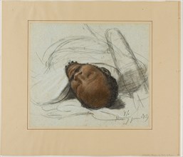 Head of a Fallen Soldier, 1847, Jean-Victor Schnetz, French, 1787-1870, France, Black chalk and