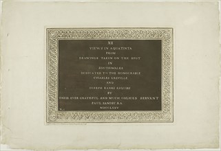 Title Page, from Twelve Views in Aquatinta from Drawings taken on the Spot in South Wales, 1775,