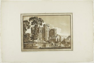 The South Gate of Cardiff Castle in Glamorgan Shire, from Twelve Views in Aquatint from Drawings