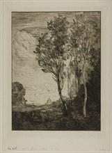 Souvenir of Italy, 1862, Jean-Baptiste-Camille Corot, French, 1796-1875, France, Etching on cream