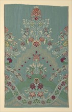 Panel, c. 1725, England, Silk, warp-faced, weft-ribbed plain weave with weft-float faced twill
