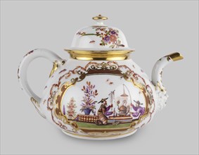 Teapot, 1723/24, Meissen Porcelain Manufactory (German, founded 1710), Painted in the style of