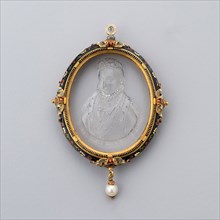 Pendant with Intaglio Portrait of Anna of Austria in Enameled Frame, 19th century (?), French (?),