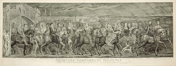The Canterbury Pilgrims, 1810, William Blake, English, 1757-1827, England, Line engraving on cream