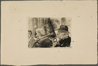Three Men, Half-Length, 1895/1900, Henri Edmond Cross, French, 1856-1910, France, Monotype in black