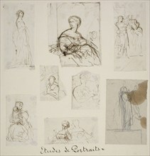 Group of Portrait and Compositional Studies, n.d., Jules-Élie Delaunay, French, 1828-1891, France,