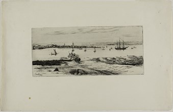 Boats in a Harbor, n.d., Edwin Edwards, English, 1823-1879, England, Etching on ivory wove paper,