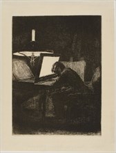 François Bonvin Etching, 1861, François Bonvin, French, 1817-1887, France, Etching with drypoint on