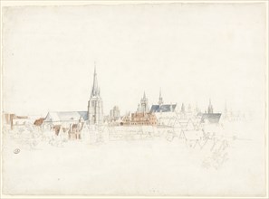 View of Douai, 1667–70, Adam Frans van der Meulen, Flemish, 1632-1690, Flanders, Graphite, with
