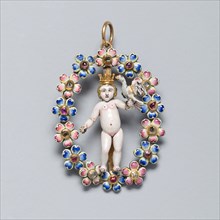 Pendant with the Christ Child, c. 1650, Spanish, Spain, Gold, enamel, rubies, and diamonds, 5.2 × 3