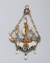 Pendant Shaped as a Ship, c. 1870/90, Designed by Reinhold Vasters (German, active 1853-90),