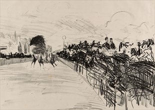 The Races, 1865/72, Édouard Manet, French, 1832-1883, France, Lithograph in black on gray ivory