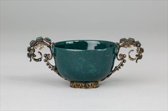Bowl, Mounts: 17th century, European, Europe, Jasper, silver, and emeralds, Diam. 5.4 cm (2 1/8 in