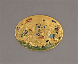 Plaque, 19th century, French (?), France, Enameled gold, 4.2 × 5.7 cm (1 5/8 × 2 1/4 in.)