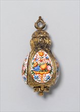 Pomander, 1625/1675, German or Dutch, Netherlands, Silver gilt and enamel, 4.8 × 2.3 cm (1 7/8 ×