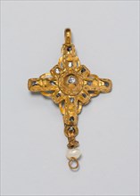 Cross, 1625-1675, European, Europe, Gold, enamel, diamonds, and pearl, 5.5 × 3 cm (2 1/4 × 1 3/16