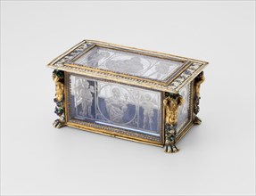 Rock Crystal Casket, 1525/1550, Italian, Northern Italy, Plaques: rock crystal, mount: enamel and