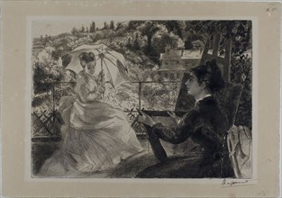 The Terrace of the Villa Brancas, 1876, Felix Bracquemond, French, 1833–1914, France, Etching and