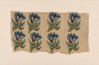 Panel of Uncut Slip Designs, 1625/75, England, Hemp, plain weave, embroidered with silk in tent