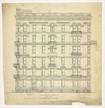 Ontario Apartments, Chicago, Illinois, Elevation, 1880, Treat & Foltz, American, 1871-1887,