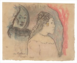 Study of Tahitian Heads, c. 1898, Paul Gauguin, French, 1848-1903, France, Watercolor and pastel