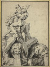Hercules and Antaeus Design for a Fountain, n.d., Attributed to Martin Desjardins (Dutch,