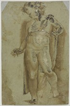 Putto Holding Flowers, n.d., possibly after Pellegrino Tibaldi, Italian, 1527-1596, Italy, Pen and