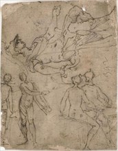 Sketches of Seated Warrior, Various Figures, 1585/95, Bernardo Castello, Italian, 1557-1629, Italy,