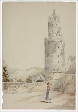 Woman and Child before Walled Town with Tower, n.d., Elizabeth Murray, English, c. 1815-1882,