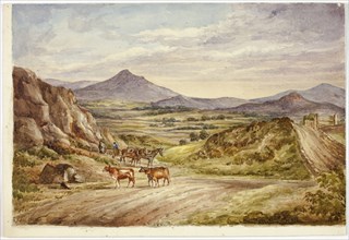 Wicklow Hills, 1843, Elizabeth Murray, English, c. 1815-1882, England, Watercolor over traces of