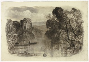 River with Castle Ruin and Boat I, c. 1855, Elizabeth Murray, English, c. 1815-1882, England,