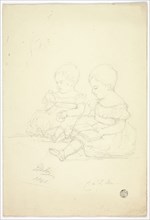 Two Seated Baby Girls (recto), a Still Life, and Two Animals (verso), 1840, Elizabeth Murray,