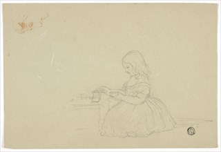 Young Girl Pouring Tea and Profile Sketch (recto), and Sketch of Italian City Street (verso), n.d.,