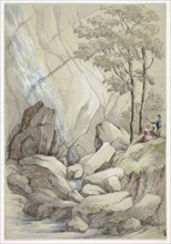 Powerscourt Waterfall, August 1843, Elizabeth Murray, English, c. 1815-1882, England, Watercolor