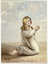 Child Praying, 1848, Elizabeth Murray, English, c. 1815-1882, England, Watercolor over traces of