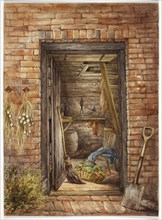 Brick Wall with Open Door and Shovel, 1852, Elizabeth Murray, English, c. 1815-1882, England,