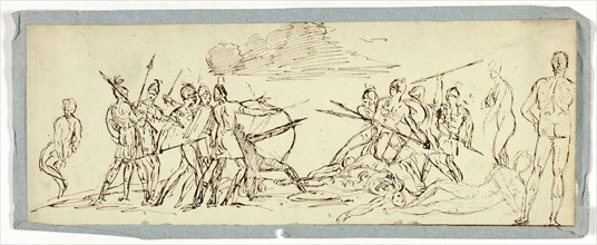 Sketch of Battle Scene (recto), Frigate (verso), n.d. (recto), 19th c. (verso), Unknown Artist,