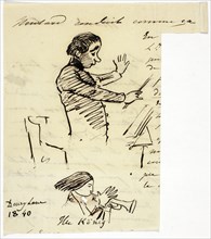 Sketches of Conductor and Trumpet Player, 1840, Attributed to Alfred Edward Chalon, English, born