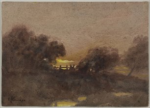 Landscape with Gate at Sunset, n.d., Hugh Huntington Howard, American, 1860-1927, United States,