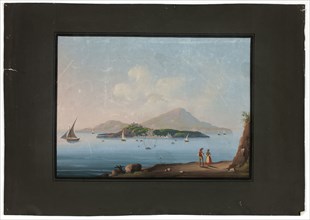 Naples with Vesuvius, n.d., Unknown Artist, British, 19th century, United Kingdom, Gouache on ivory