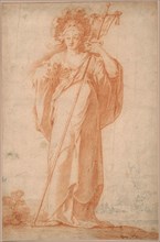 The Cuman Sibyl, c. 1630, Claude Vignon, French, 1593-1670, France, Sanguine and black chalk on