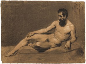 Reclining Male Nude, n.d., Louis-Joseph-César Ducornet, French, 1806-1856, France, Charcoal drawing